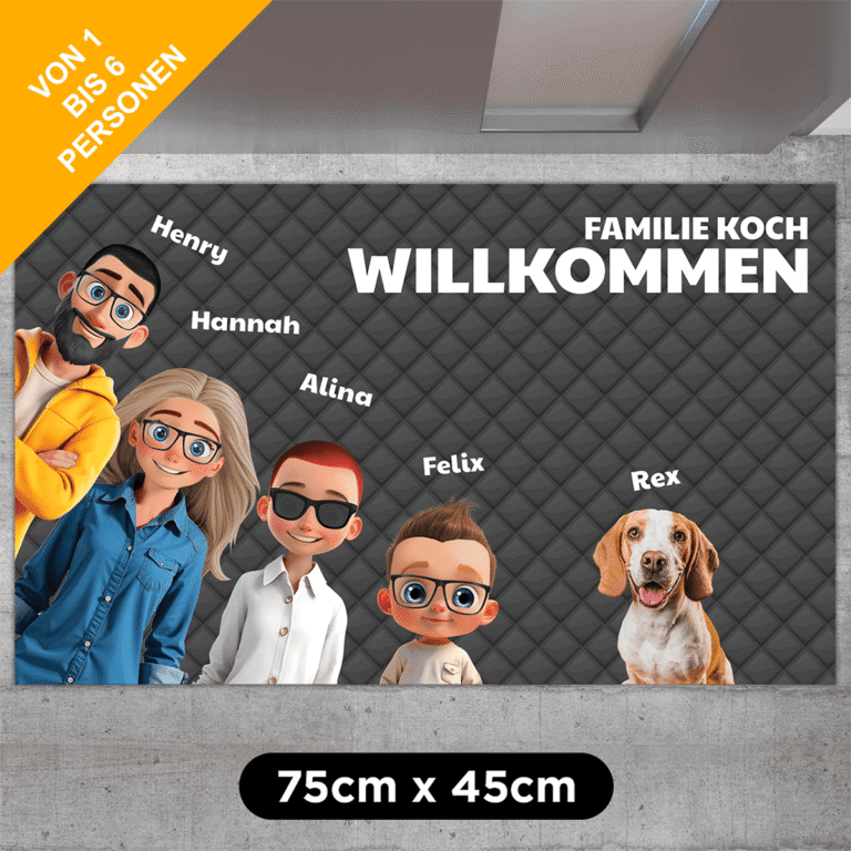 Personalisierte Fußmatte - Cartoon Zuhause