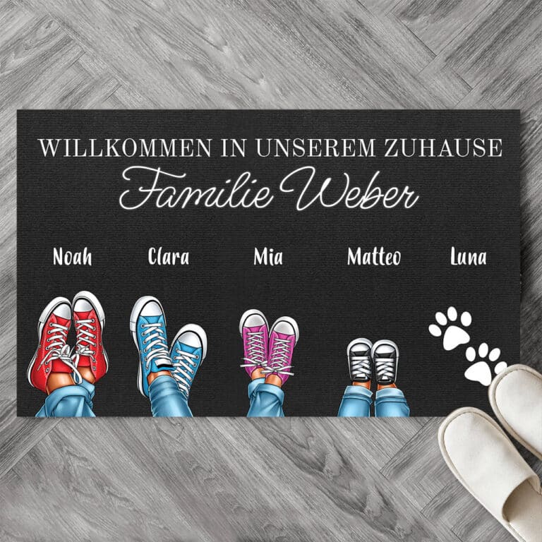 Personalisierte Fußmatte - Familienschuhe