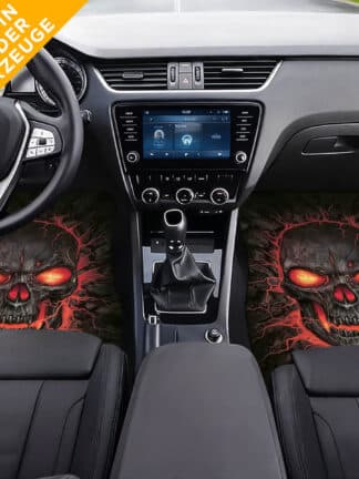 Personalisierte Autoteppiche „Inferno Skull“ mit deinem Text
