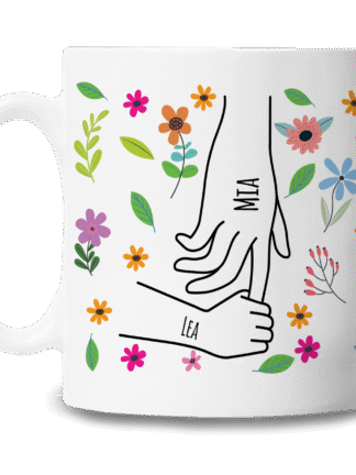 Personalisierte Tasse „Händchenhalten“ für Mama & Oma