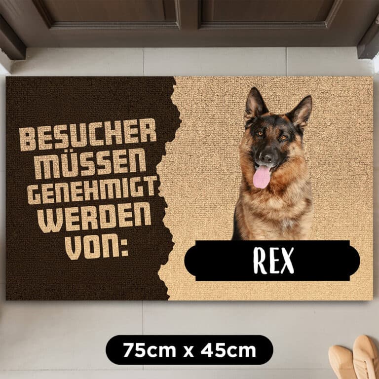 Personalisierte Fußmatte – Besucher müssen genehmigt werden von