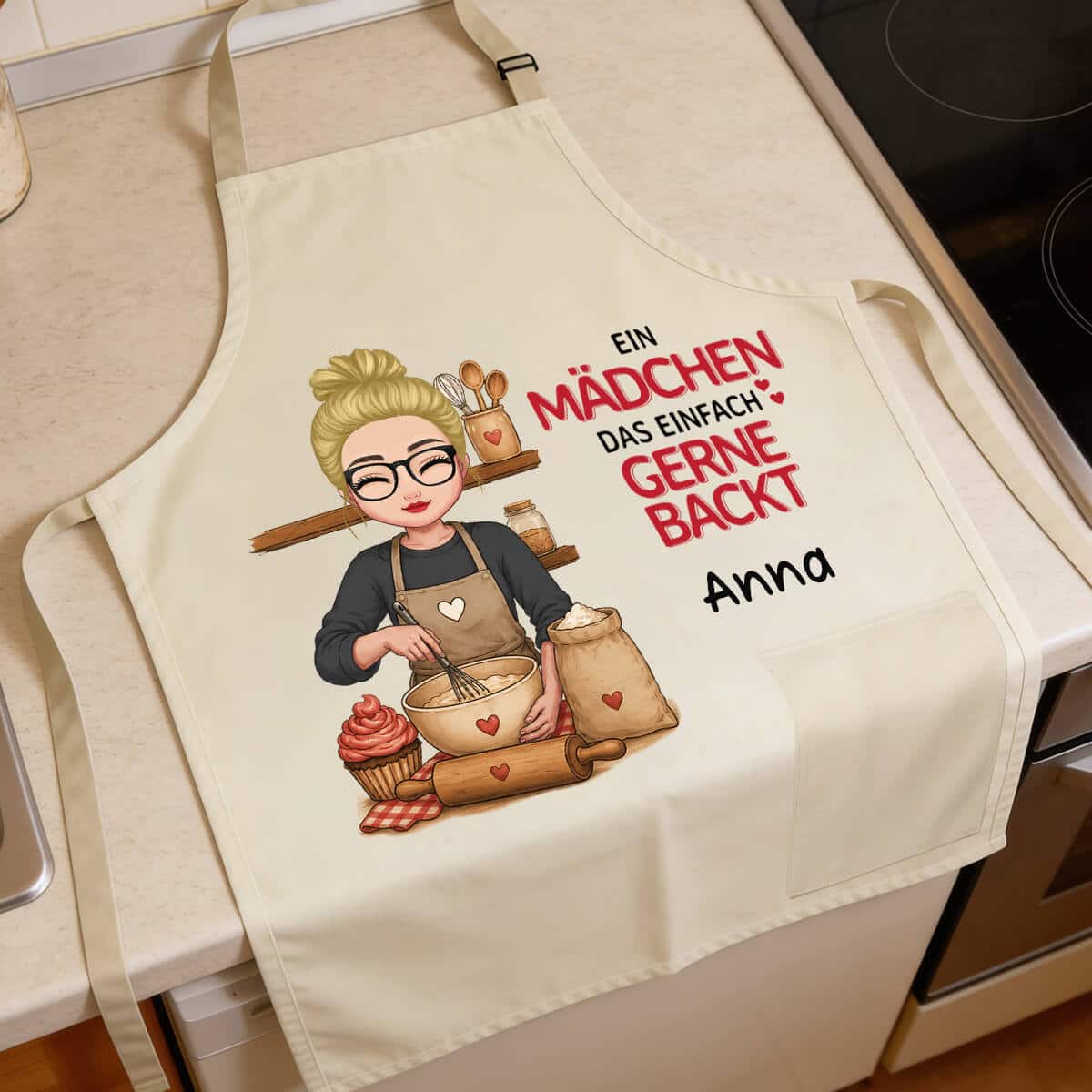 Personalisierte Schürze – Ein Mädchen, das einfach gerne backt